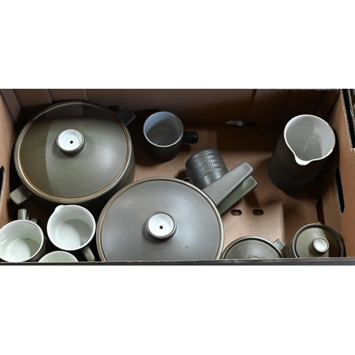 3 - A quantity of green-glazed Denby dinnerware (2 boxes)