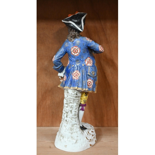 31 - A Samson of Paris gold anchor figure of an 18th century dandy with richly painted costume, 36 cm hig... 