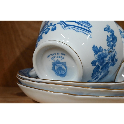 32 - # A Grosvenor china 'Portland' pattern blue and white part tea service (18 pieces)