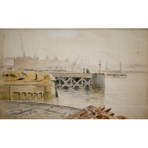 352 - J Seymour-Lindsay - Blackwall, signed and dated 39, 19.5 x 32 cm and three framed views of Windsor (... 