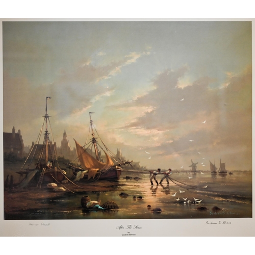 367 - # Five various pictures - E C Burrows - Tall ships, oil on canvas, signed, 49 x 59 cm; Terence Cuneo... 