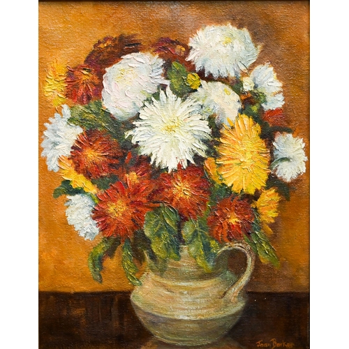 373 - Joan Barker - Still life 'Autumn Bouquet', oil on canvas, signed, 44 x 35 cm