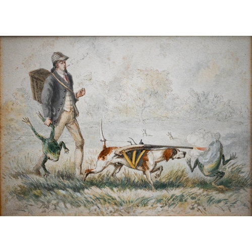 377 - # A 19th century watercolour depicting 'The last American Patent', 21 x 28 cm