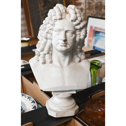 44 - A parian bust of Handel, 31 cm high, to/w a Doulton Lambeth stoneware jug, Royal Doulton mugs, vario... 