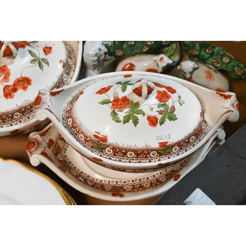 47 - A pair of Victorian Spode pottery tureens on stands (covers repaired), retailed by T Goode & Co.... 