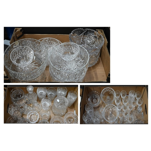 57 - # A large quantity of good quality cut drinking glasses, bowls, comports, jugs, etc - includes Water... 