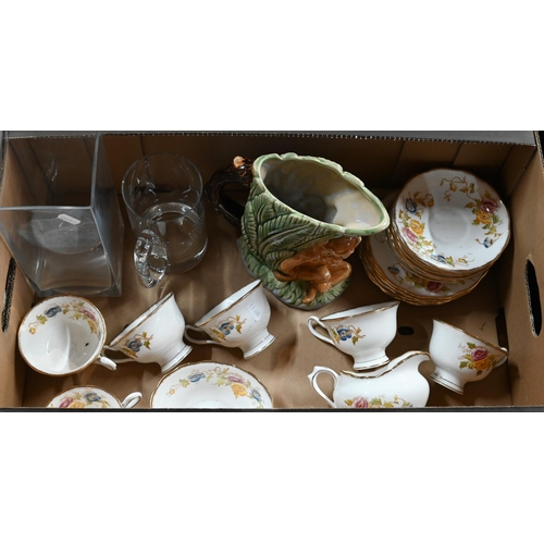 6 - # A Royal Albert floral-printed 21 piece tea service to/w a pottery jug with monkey, a glass beer-mu... 