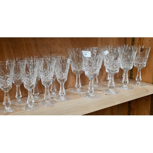 60 - AMENDMENT - NOT LISMORE A set of eight Waterford 'Lismore' wine glasses, to/w seven sherry glasses a... 