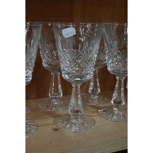 60 - AMENDMENT - NOT LISMORE A set of eight Waterford 'Lismore' wine glasses, to/w seven sherry glasses a... 