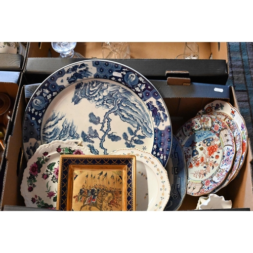 73 - # Two Regency Mason's ironstone plates with chinoiserie decoration, to/w a Derby plate with blue and... 