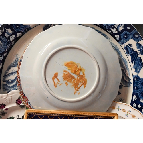 73 - # Two Regency Mason's ironstone plates with chinoiserie decoration, to/w a Derby plate with blue and... 