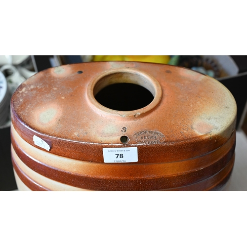 78 - # A Victorian stoneware spirit barrel with Royal Coat of Arms, impressed for J. Stiff, London Potter... 