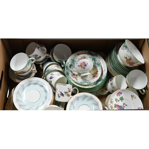 8 - A Foley china floral-printed tea service, a Wedgwood 'Cuckoo' coffee set and an Aynsley 'Blue Wheat'... 