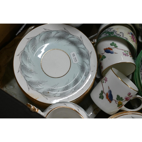 8 - A Foley china floral-printed tea service, a Wedgwood 'Cuckoo' coffee set and an Aynsley 'Blue Wheat'... 