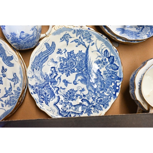 81 - A Royal Crown Derby blue and white part service printed with 'Blue Aves' pattern, 29 pieces, marks f... 