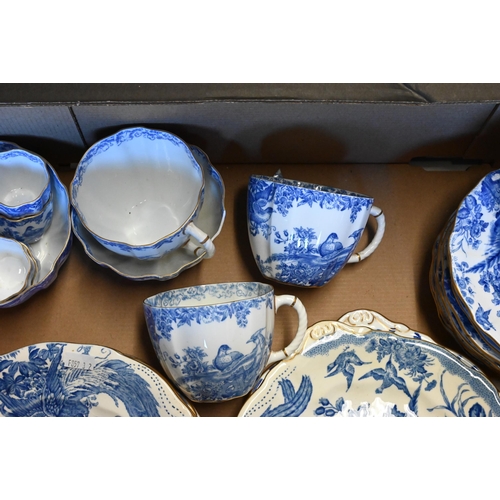 81 - A Royal Crown Derby blue and white part service printed with 'Blue Aves' pattern, 29 pieces, marks f... 