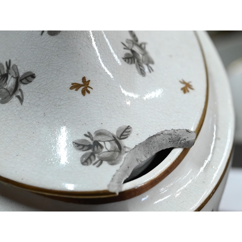 9 - A Regency Newhall part tea service with floral-painted decoration, inscribed beneath 'No. 46', in ma... 