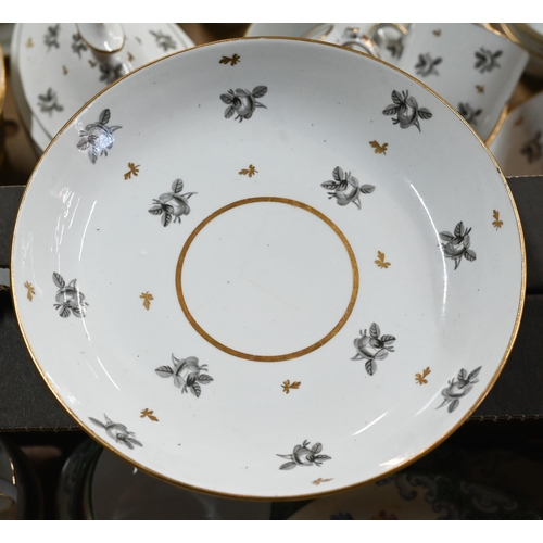 9 - A Regency Newhall part tea service with floral-painted decoration, inscribed beneath 'No. 46', in ma... 