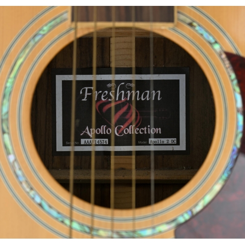 397 - A Freshman Apollo Collection electro-acoustic guitar, model 2DC, serial no. AAAF14574 C/W CNB padded... 