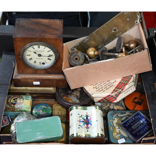 401 - D Winterhalder, Maidstone, a 19th century walnut cased mantel clock, a/f to/with assorted old advert... 