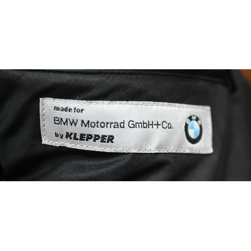 418 - A BMW branded two-piece motorcycle suit by Klepper, armoured and Gore-tex lined, little used, size 5... 