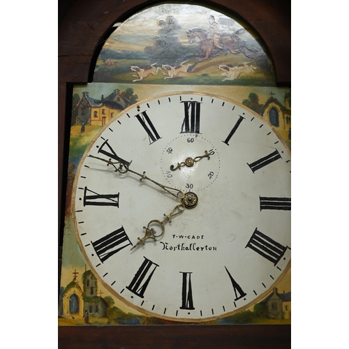 131 - # A Victorian mahogany longcase clock, the 30 hour movement with painted arched dial with Roman nume... 