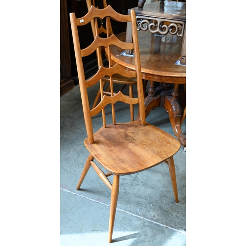 117 - A set of four mid-century Ercol (496) 'batwing' design elm dining chairs (4)