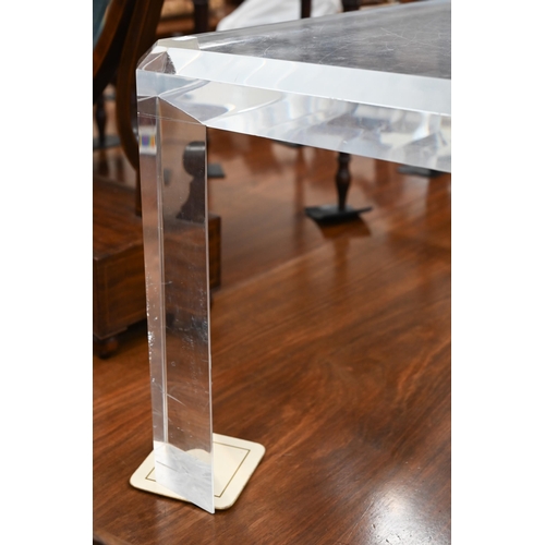 130 - A very heavy acrylic/perspex square coffee table with canted corners and bevelled design (scratched)... 