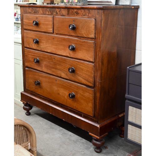 134 - A large Victorian mahogany chest of two short over three long drawers, cut horizontally in two secti... 