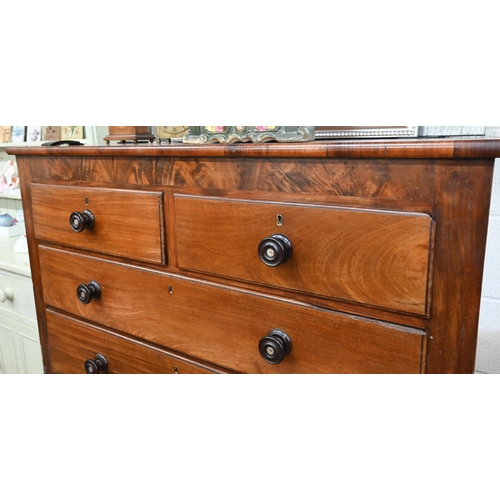 134 - A large Victorian mahogany chest of two short over three long drawers, cut horizontally in two secti... 