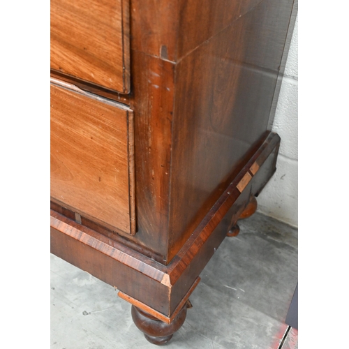 134 - A large Victorian mahogany chest of two short over three long drawers, cut horizontally in two secti... 