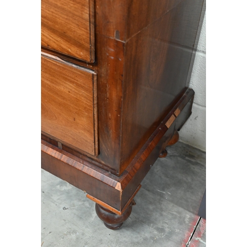 134 - A large Victorian mahogany chest of two short over three long drawers, cut horizontally in two secti... 