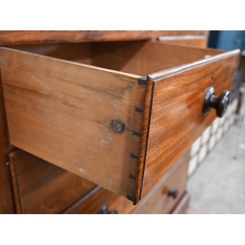 134 - A large Victorian mahogany chest of two short over three long drawers, cut horizontally in two secti... 