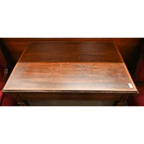 148 - # Edwardian walnut satin banded folding card table, 60 x 40 x 74 cm high