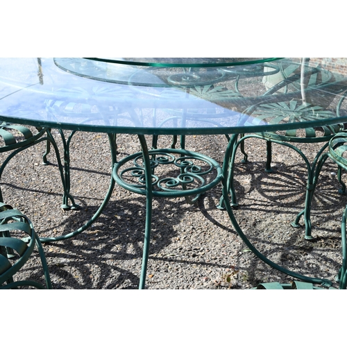 15 - A Francois Carre design patio set circa 1930s comprising circular glass top table (later replaced gl... 