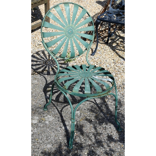 15 - A Francois Carre design patio set circa 1930s comprising circular glass top table (later replaced gl... 