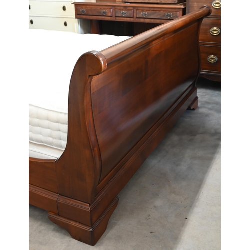 150 - A Brigitte Forestier cherrywood kingsize sleigh bed with Vispring Regal Supreme mattress and divan b... 