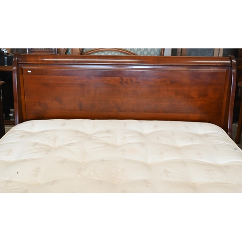 150 - A Brigitte Forestier cherrywood kingsize sleigh bed with Vispring Regal Supreme mattress and divan b... 