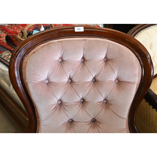 151 - A Victorian mahogany framed buttonback nursing chair