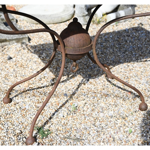 17 - A French confectionary table with rectangular slate top resting on antique wrought iron base, 120 x ... 