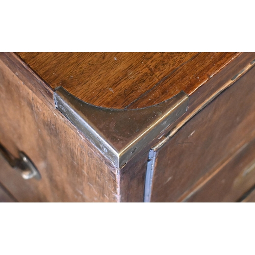 174 - A mahogany brass mounted Campaign-style chest of drawers (in two sections) (a/f) 88 cm w x 38 cm d x... 