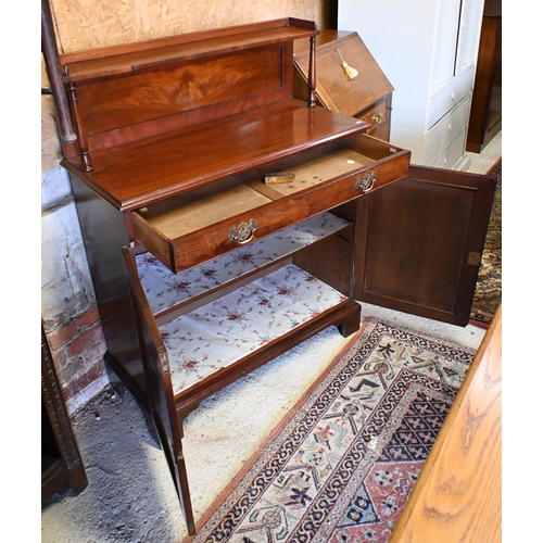 182 - # Victorian mahogany chiffonier with raised back over single drawer and panelled cupboards standing ... 