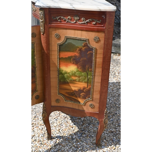 196 - Continental style serpentine front gilt metal mounted salon cabinet by Epstein, with marble top and ... 