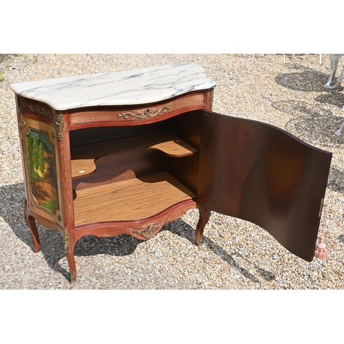 196 - Continental style serpentine front gilt metal mounted salon cabinet by Epstein, with marble top and ... 