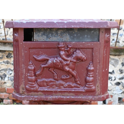 199 - A weathered metal domestic post-box, 110 cm h a/f