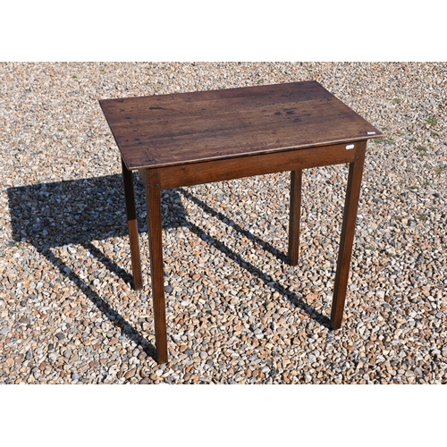 210 - An antique rustic farm house small oak side table, 72 cm x 48 cm x 72 cm h