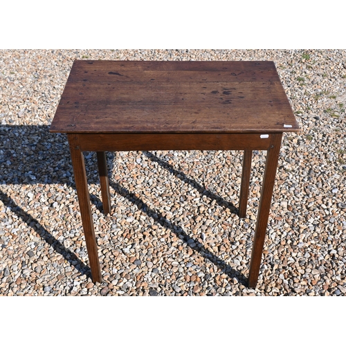 210 - An antique rustic farm house small oak side table, 72 cm x 48 cm x 72 cm h