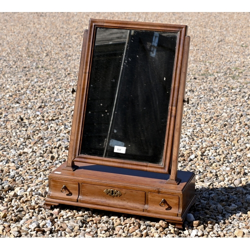 217 - # A 19th century mahogany platform toilet mirror with three drawers, 48 cm w x 65 cm h