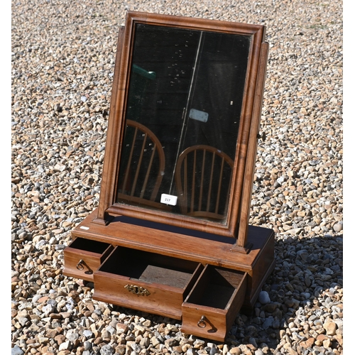 217 - # A 19th century mahogany platform toilet mirror with three drawers, 48 cm w x 65 cm h