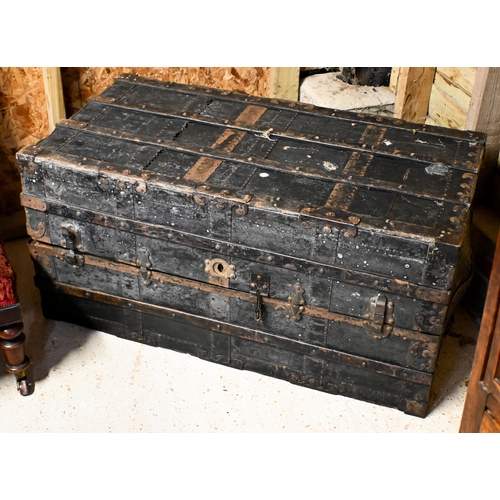 223 - K Oshima & Co. an antique fitted travel trunk complete but a/f